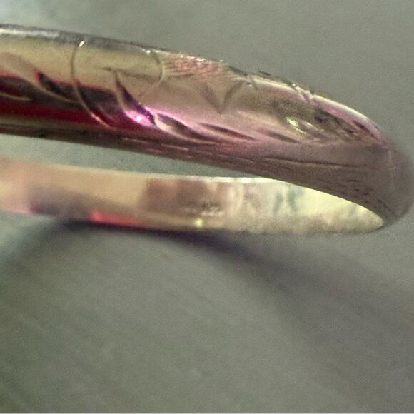 FAS Vintage Etched 925 Sterling Silver Bangle Bracelet - Picture 7 of 10